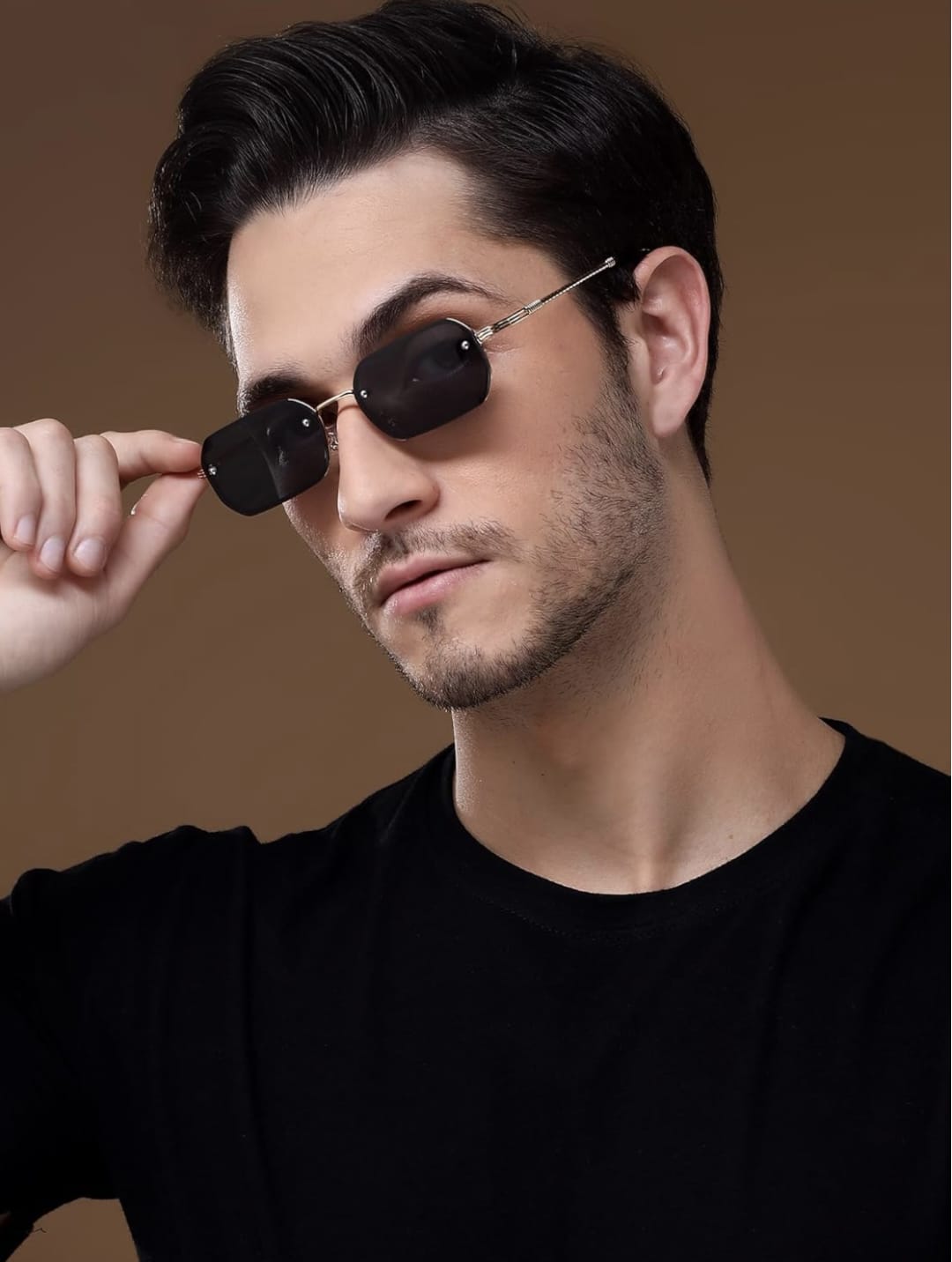 Zest luxe Protected Black| Rectangle Sunglasses for Men & Women (Size: Medium | | Golden Frame | Black Lens) Zesg52
