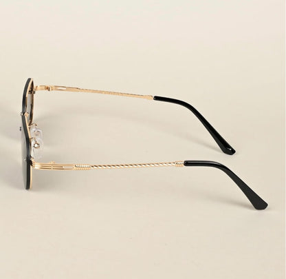 Zest luxe Protected Black| Rectangle Sunglasses for Men & Women (Size: Medium | | Golden Frame | Black Lens) Zesg52