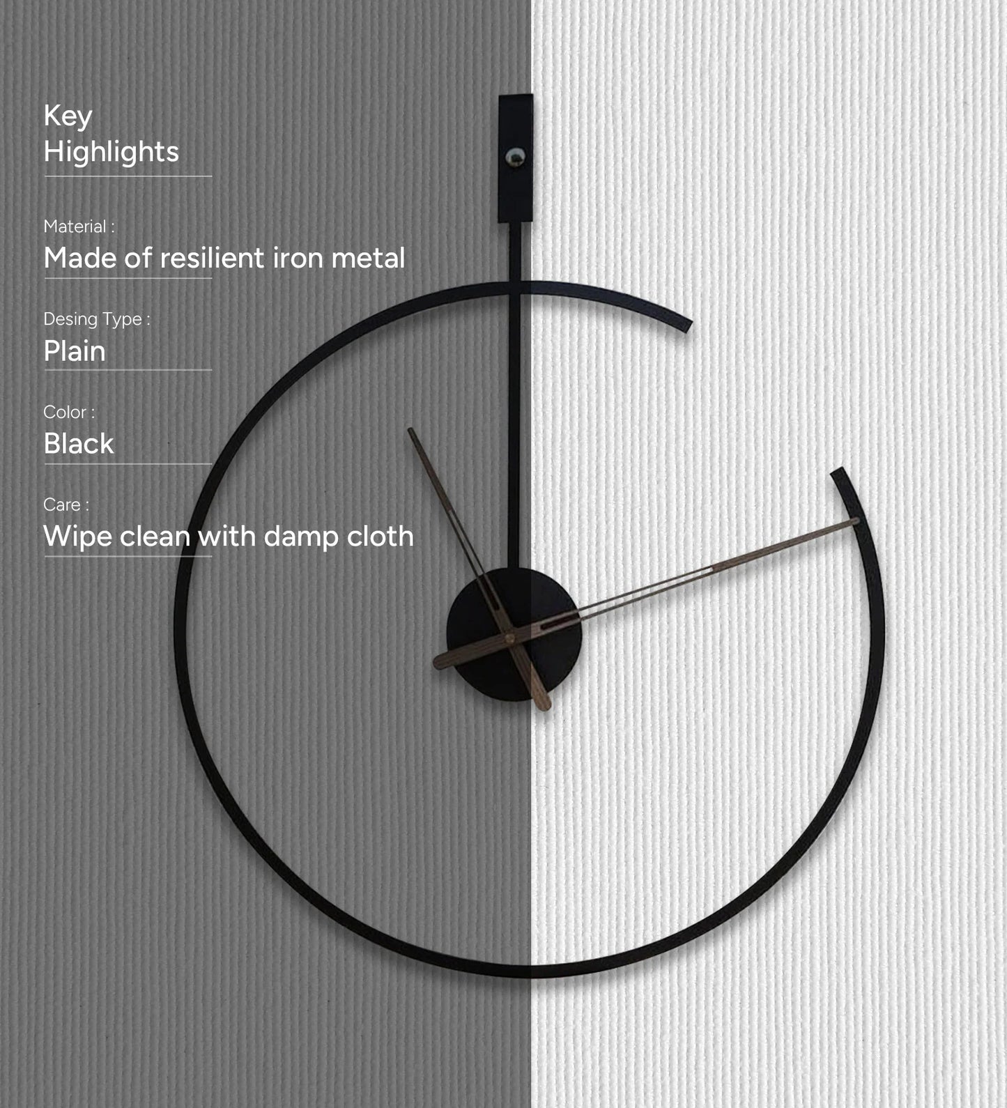 Zest Iron Black Frosted Wall Clock – Vintage Industrial Timepiece for Modern Interiors