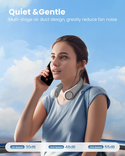 Zest Portable Neck Fan – 5200mAh, Strong Wind, 360° Cooling, Quiet & Tangle-Free