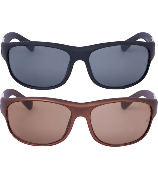 Premium Polarized Riding Sunglasses | Zest ZESG21 | 2-Piece Set (Black + Brown)